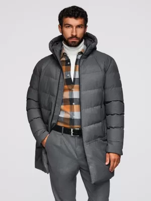Pánský kabát OMBRE OM-JALJ-0264 GREY