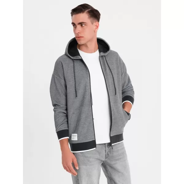  Pánská mikina OMBRE OM-SSZP-0210 GREY/BLACK 