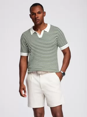 Pánské polo triko OMBRE OM-POSS-0161 WHITE AND OLIVE
