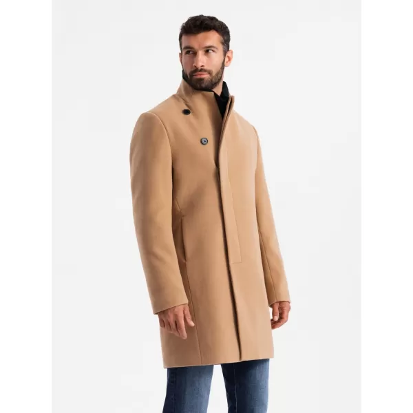  Pánský kabát OMBRE OM-COWC-0141 LIGHT BROWN 