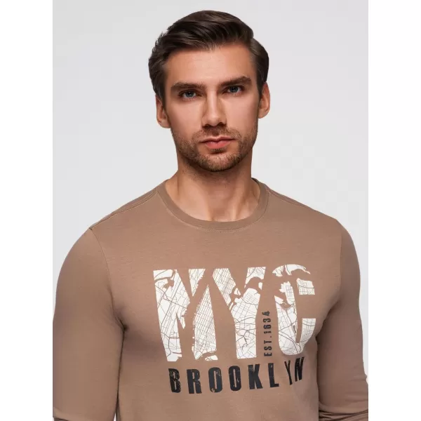  Pánské triko OMBRE OM-LSPT-0131 LIGHT BROWN 