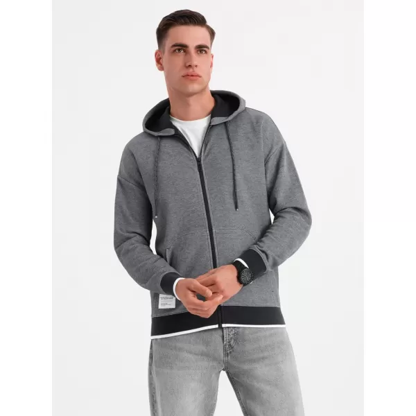  Pánská mikina OMBRE OM-SSZP-0210 GREY/BLACK 