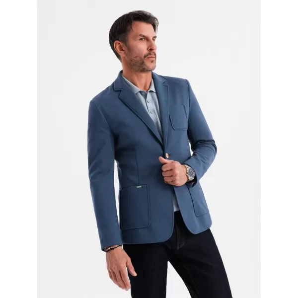  Pánské sako OMBRE OM-BLZB-0101 DARK BLUE 