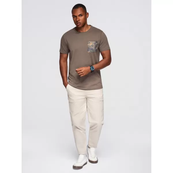  Pánské triko OMBRE OM-TSPT-0227 DARK OLIVE 