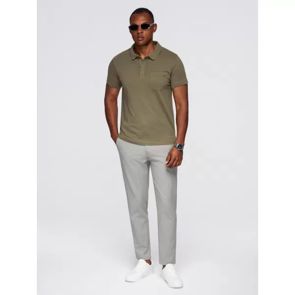  Pánské triko s límečkem OMBRE OM-POWS-0142 DARK OLIVE 
