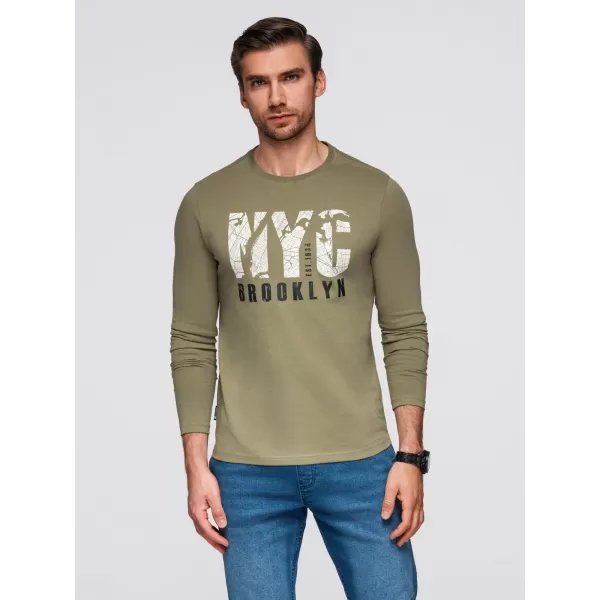  Pánské triko OMBRE OM-LSPT-0131 OLIVE 