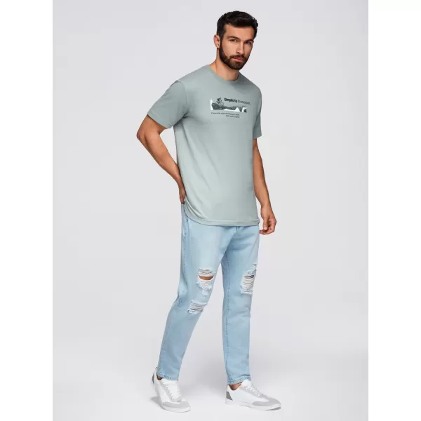  Pánské kalhoty OMBRE OM-PADP-0250 LIGHT BLUE 
