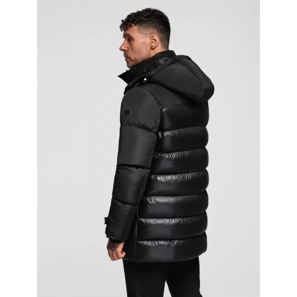  Pánský kabát OMBRE OM-JALJ-0266 V1 BLACK 