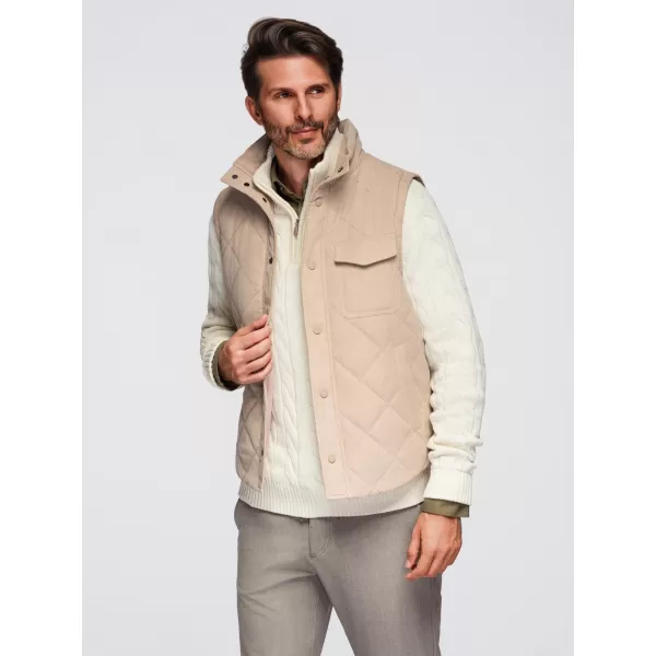  Pánská vesta OMBRE OM-JAVJ-0277 BEIGE 