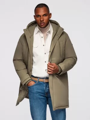 Pánský kabát OMBRE OM-JAPJ-0313 OLIVE