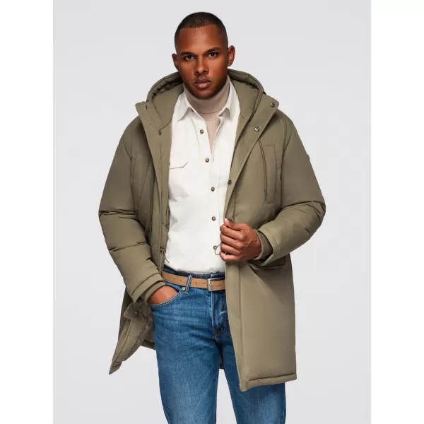  Pánský kabát OMBRE OM-JAPJ-0313 OLIVE 