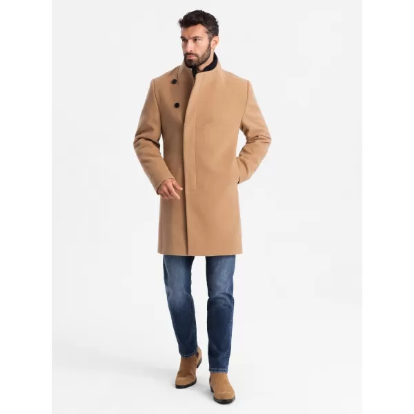  Pánský kabát OMBRE OM-COWC-0141 LIGHT BROWN 