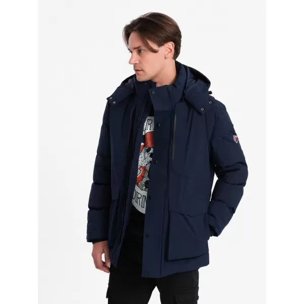  Pánská zimní bunda OMBRE OM-JAHP-0306 NAVY BLUE 