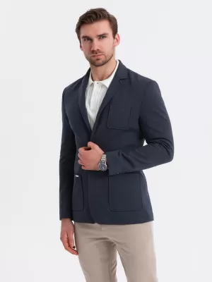Pánské sako OMBRE OM-BLZB-0101 NAVY BLUE