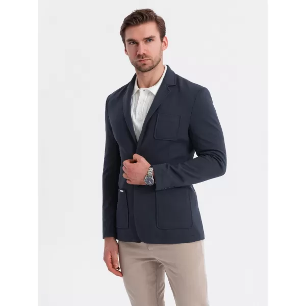  Pánské sako OMBRE OM-BLZB-0101 NAVY BLUE 