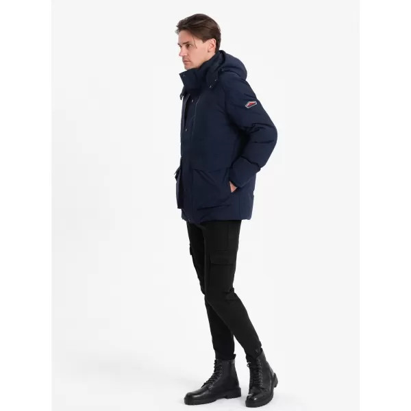  Pánská zimní bunda OMBRE OM-JAHP-0306 NAVY BLUE 