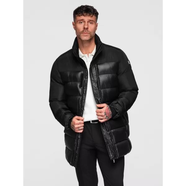  Pánský kabát OMBRE OM-JALJ-0266 V1 BLACK 