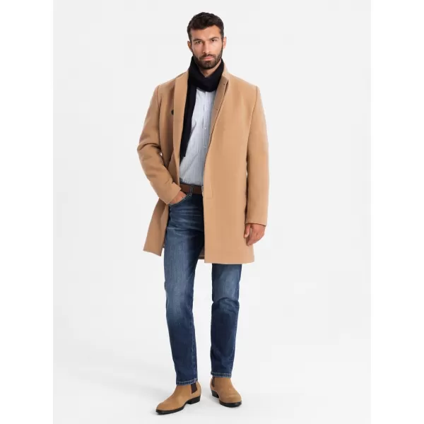  Pánský kabát OMBRE OM-COWC-0141 LIGHT BROWN 