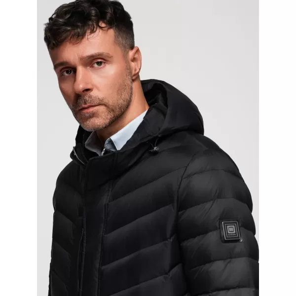  Pánský kabát OMBRE OM-JALJ-0266 BLACK 