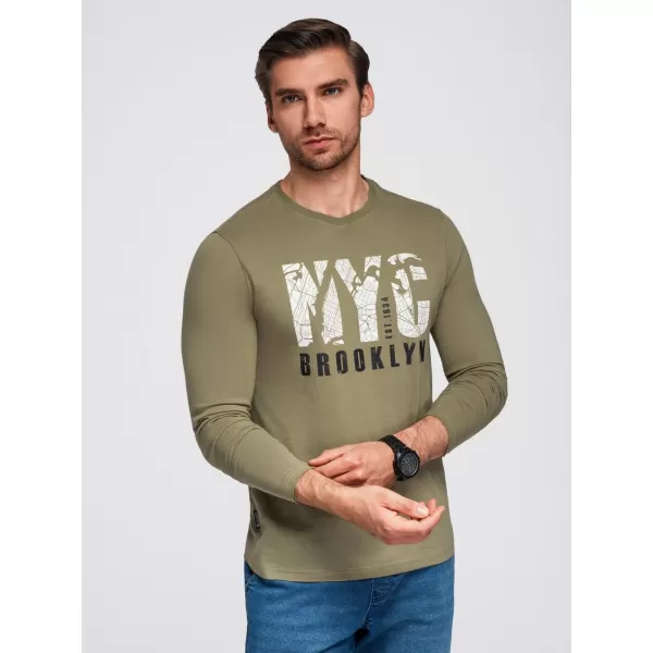  Pánské triko OMBRE OM-LSPT-0131 OLIVE 