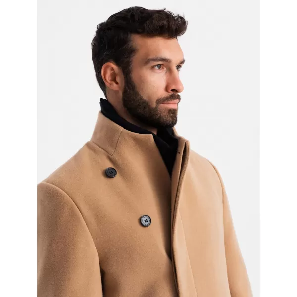  Pánský kabát OMBRE OM-COWC-0141 LIGHT BROWN 