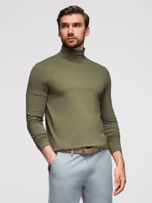 Pánské triko OMBRE OM-LSCL-0130 DARK OLIVE GREEN