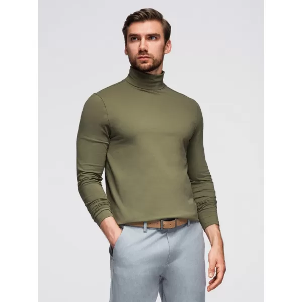  Pánské triko OMBRE OM-LSCL-0130 DARK OLIVE GREEN 