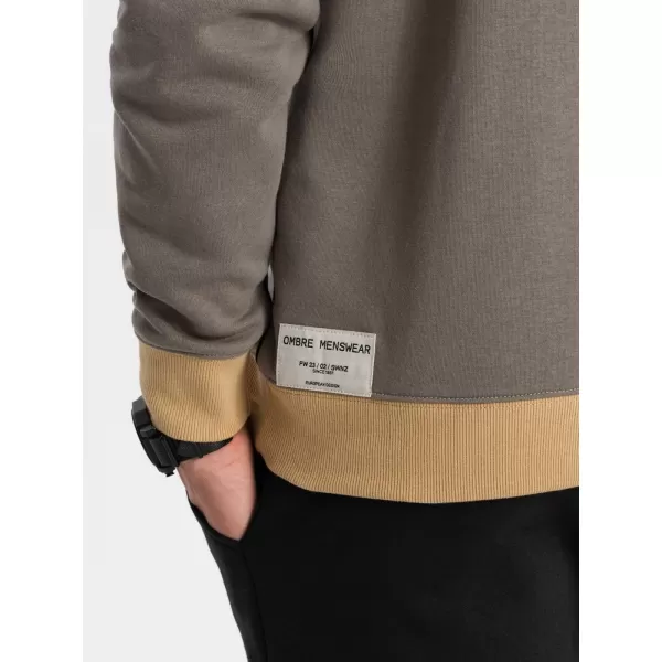  Pánská mikina OMBRE B1673 KHAKI 