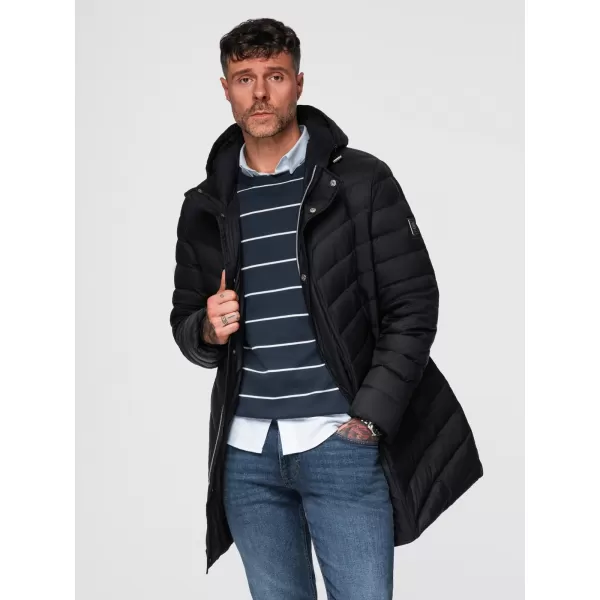 Pánský kabát OMBRE OM-JALJ-0266 BLACK 