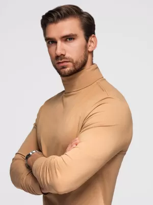 Pánské triko OMBRE OM-LSCL-0130 LIGHT BROWN