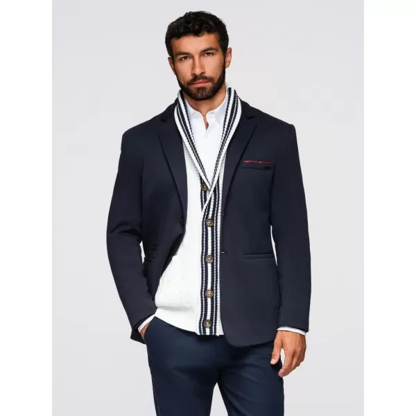  Pánské sako OMBRE OM-BLZB-0100 NAVY BLUE 