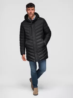 Pánský kabát OMBRE OM-JALJ-0266 BLACK