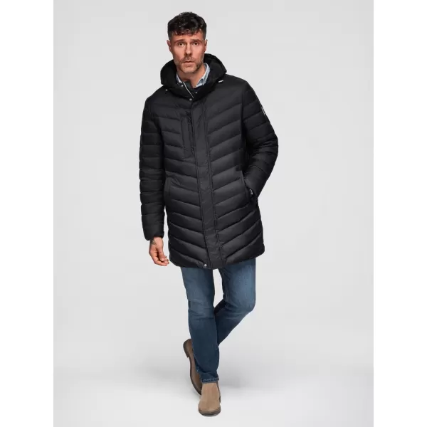 Pánský kabát OMBRE OM-JALJ-0266 BLACK 