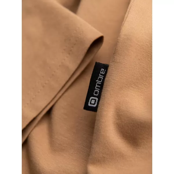  Pánské triko OMBRE OM-LSCL-0130 LIGHT BROWN 