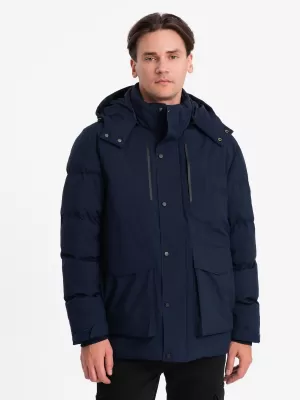 Pánská zimní bunda OMBRE OM-JAHP-0306 NAVY BLUE