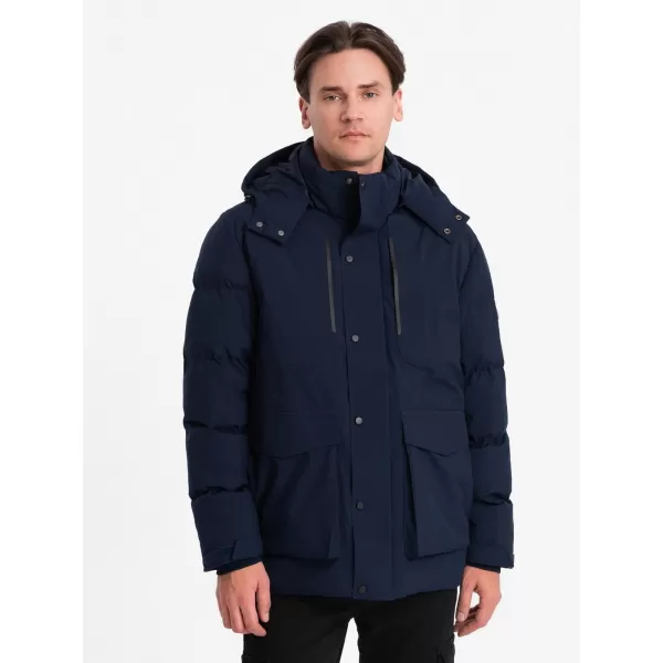  Pánská zimní bunda OMBRE OM-JAHP-0306 NAVY BLUE 