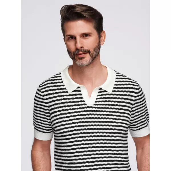  Pánské polo triko OMBRE OM-POSS-0161 BLACK AND WHITE 