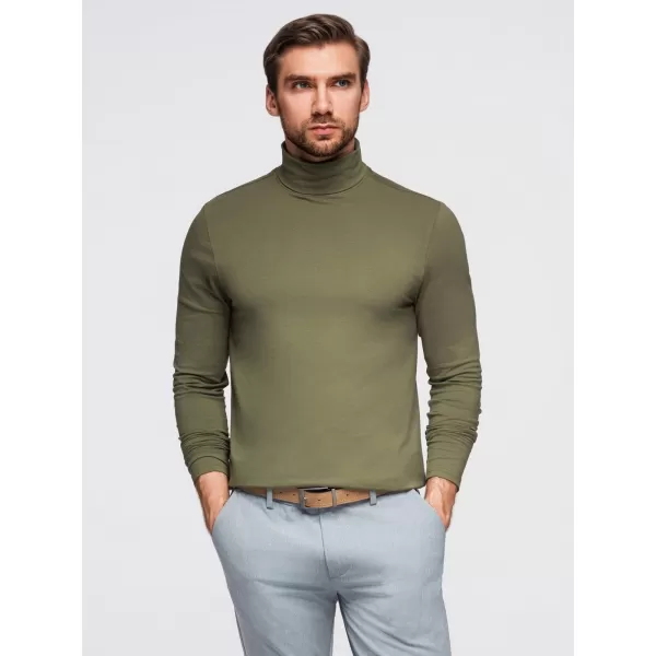  Pánské triko OMBRE OM-LSCL-0130 DARK OLIVE GREEN 