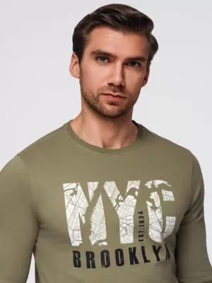 Pánské triko OMBRE OM-LSPT-0131 OLIVE