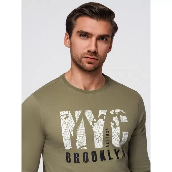  Pánské triko OMBRE OM-LSPT-0131 OLIVE 