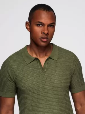 Pánské polo triko OMBRE OM-POSS-0157 OLIVE