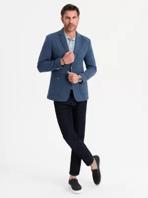 Pánské sako OMBRE OM-BLZB-0101 DARK BLUE