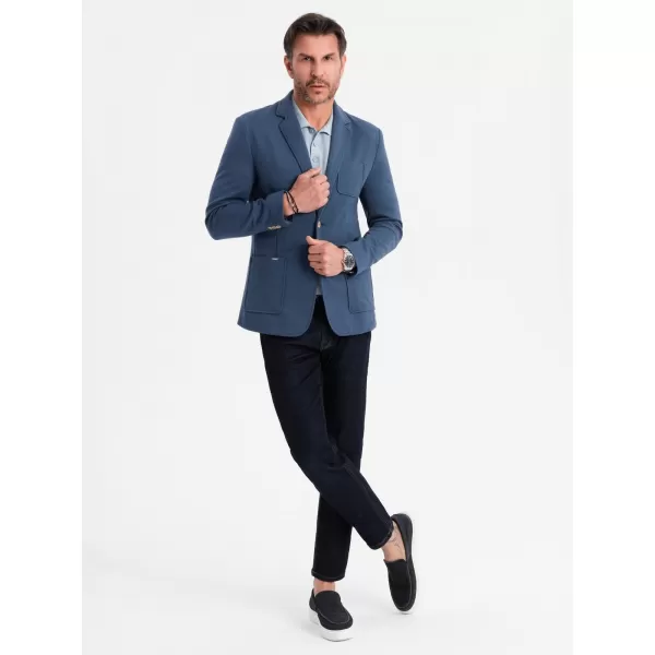  Pánské sako OMBRE OM-BLZB-0101 DARK BLUE 