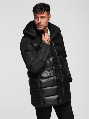 Pánský kabát OMBRE OM-JALJ-0266 V1 BLACK