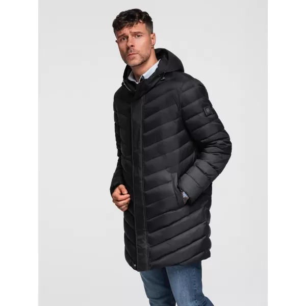  Pánský kabát OMBRE OM-JALJ-0266 BLACK 