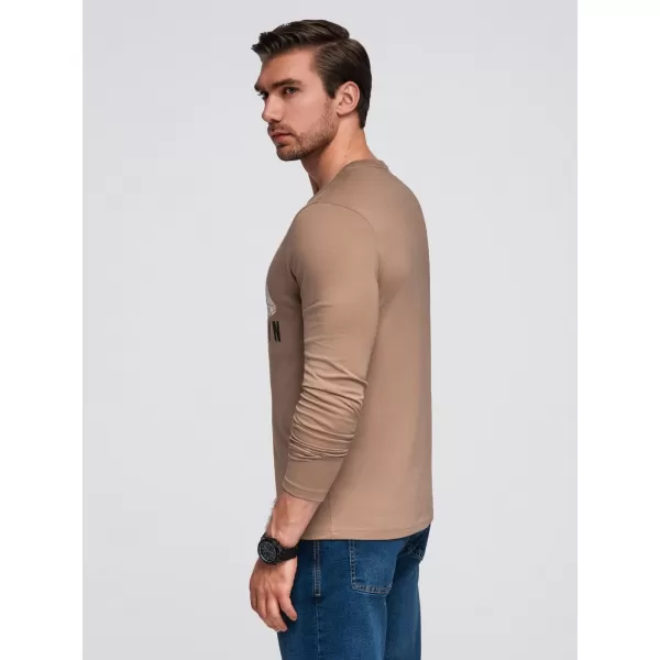  Pánské triko OMBRE OM-LSPT-0131 LIGHT BROWN 