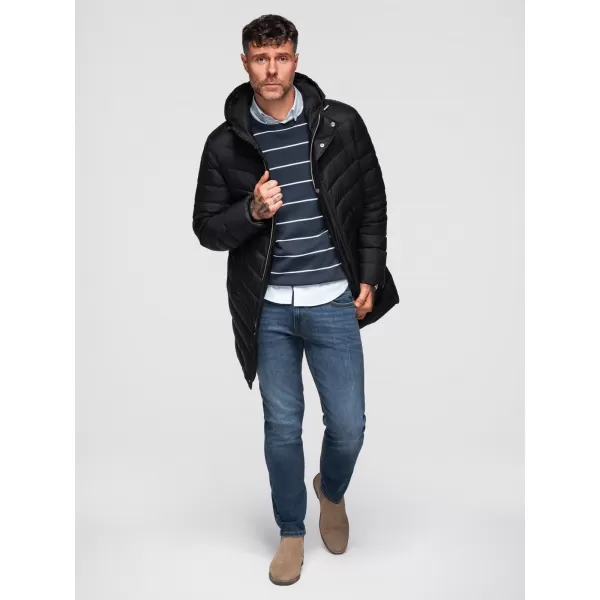  Pánský kabát OMBRE OM-JALJ-0266 BLACK 