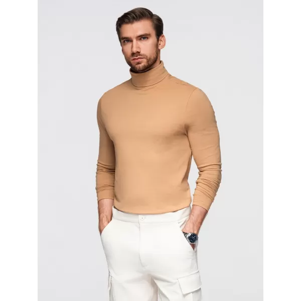  Pánské triko OMBRE OM-LSCL-0130 LIGHT BROWN 