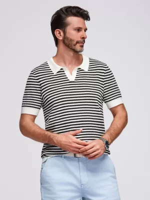 Pánské polo triko OMBRE OM-POSS-0161 BLACK AND WHITE