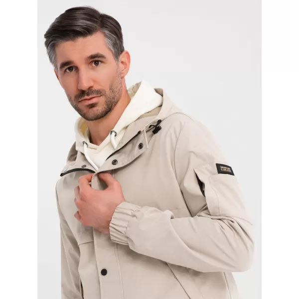  Pánská bunda OMBRE OM-JANP-0225 BEIGE 